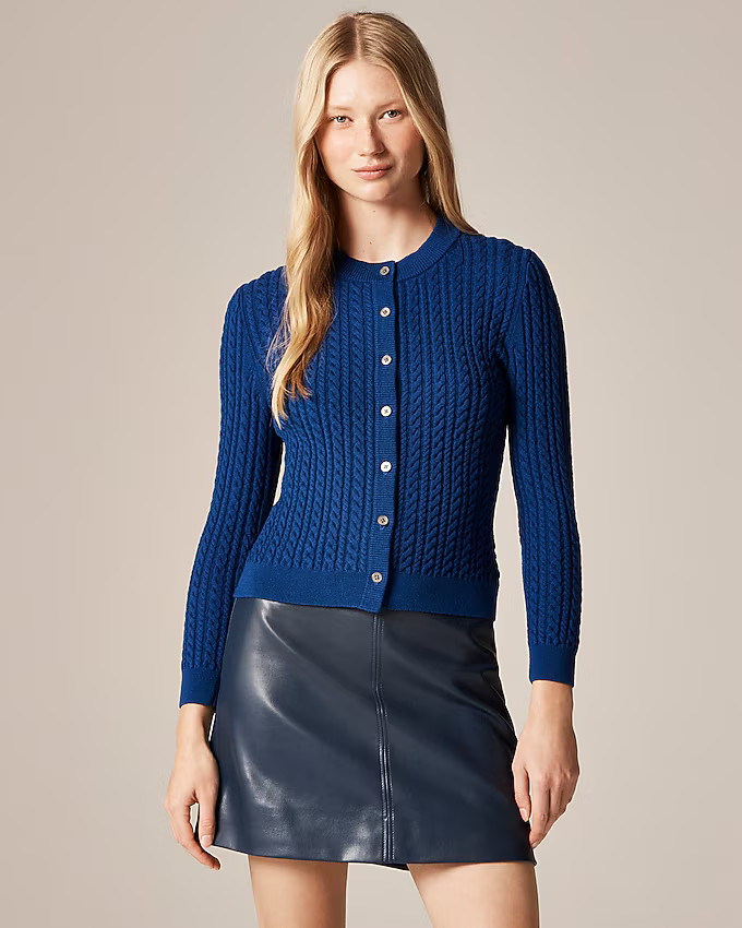 Cable-knit crewneck cardigan in merino wool | J. Crew US