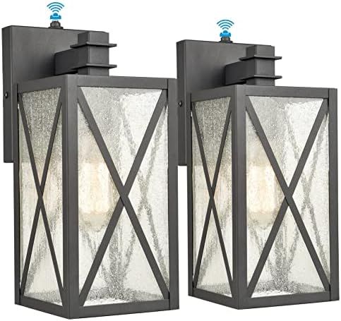 JEENKAE Dusk to Dawn Outdoor Wall Lantern for Patio Porch Set of 2 Exterior Wall Lights, Seeded Glas | Amazon (US)