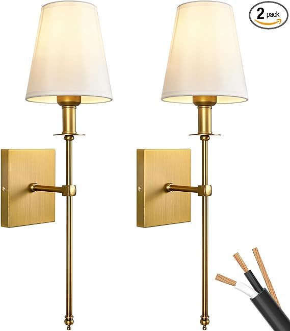 PASSICA DECOR Hardwired Wall Sconces Set of Two 2 Pack Vintage Wall Light Fixture for Bathroom Va... | Amazon (US)