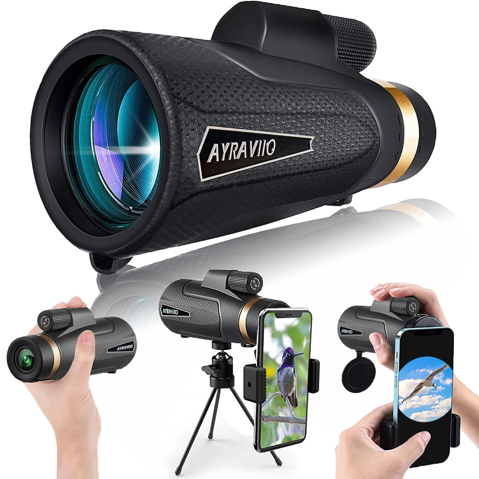 12×60 Monocular Telescope with Smartphone Holder & Upgraded Tripod, High Powered SMC & BAK4 Scop... | Amazon (US)