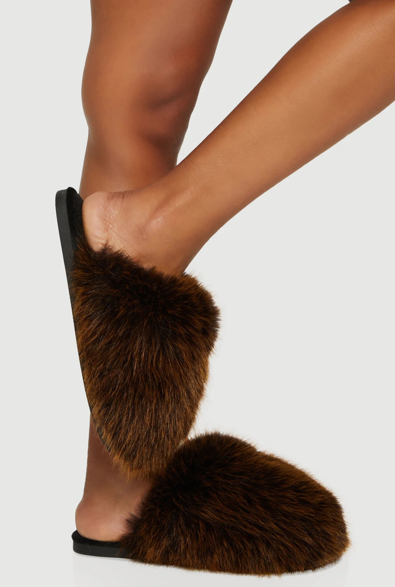 Cozy Faux Fur Closed Toe Slippers | Rainbow Shops