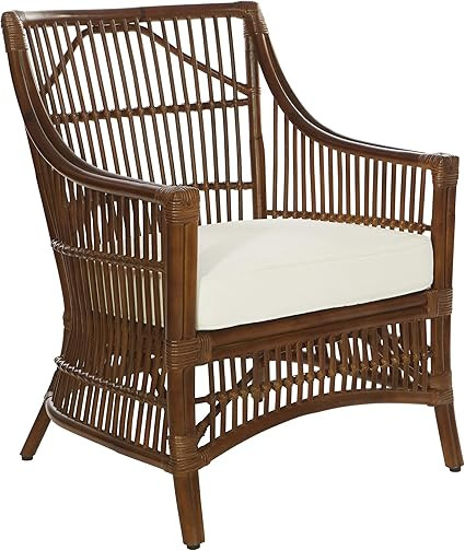 OSP Home Furnishings Maui Rattan Arm Chair, Cream Cushion and Brown Washed Frame | Amazon (US)