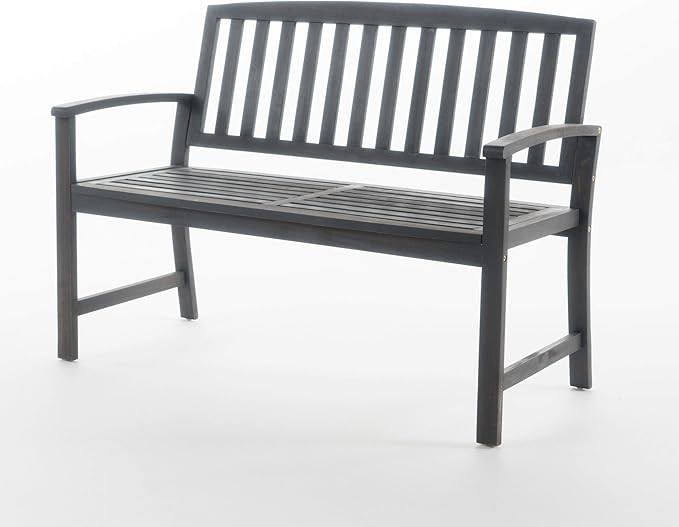 Christopher Knight Home Loja Outdoor Acacia Wood Bench, Dark Grey Finish | Amazon (US)