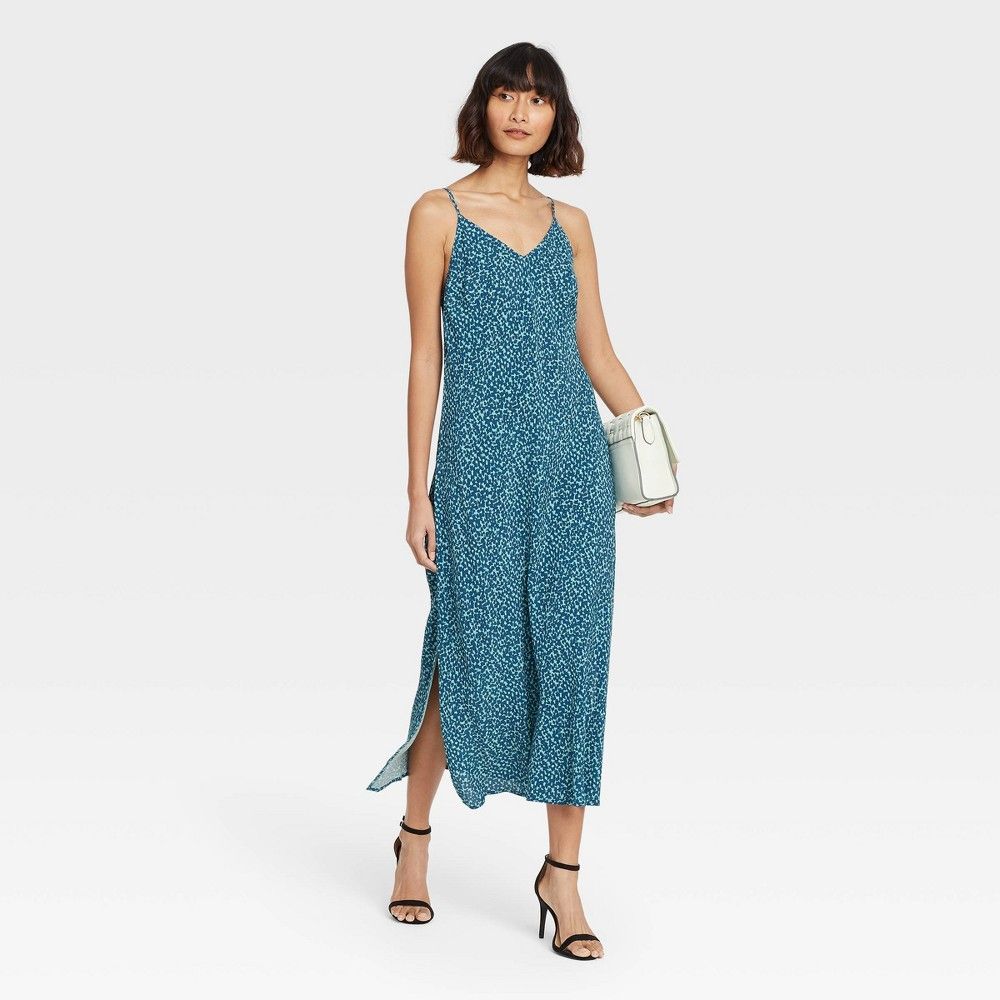Women's Floral Print Slip Dress - A New Day Blue XL | Target