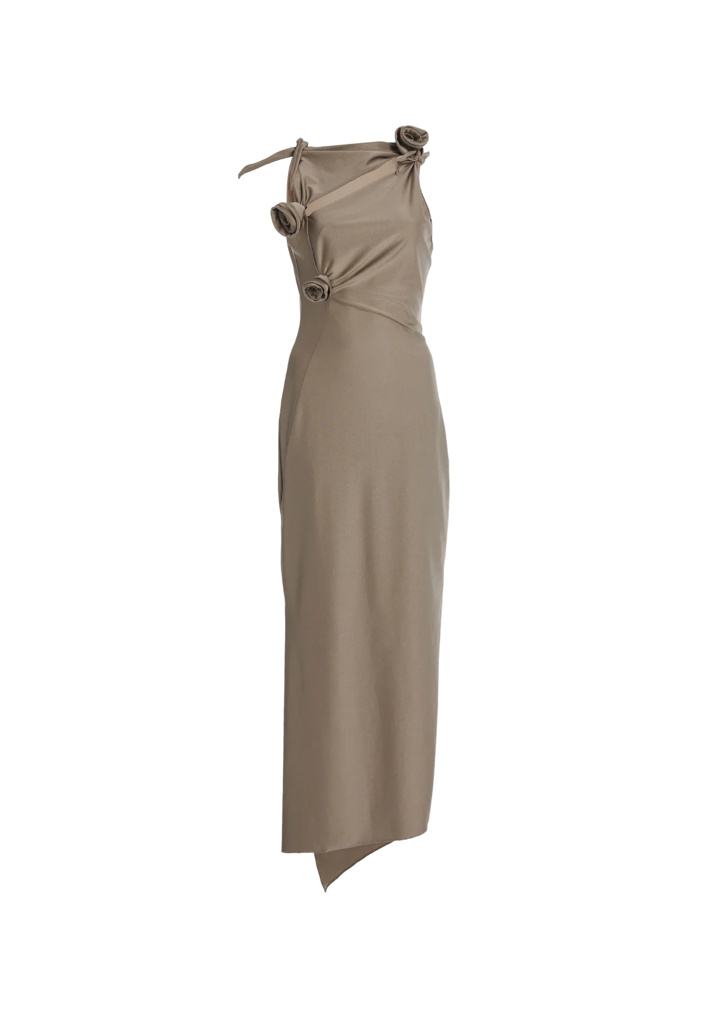 Asymmetric Flower Gown in Grey | MODISTE