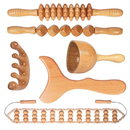 OYAMEQICH Wood Therapy Massage Tools Maderoterapia Kit Body Sculpting Tools for Lymphatic Drainage and Anti-Cellulite .Wood Massager Roller Rpoe for Back and Muscle Pain Relief (Medium) | Amazon (US)