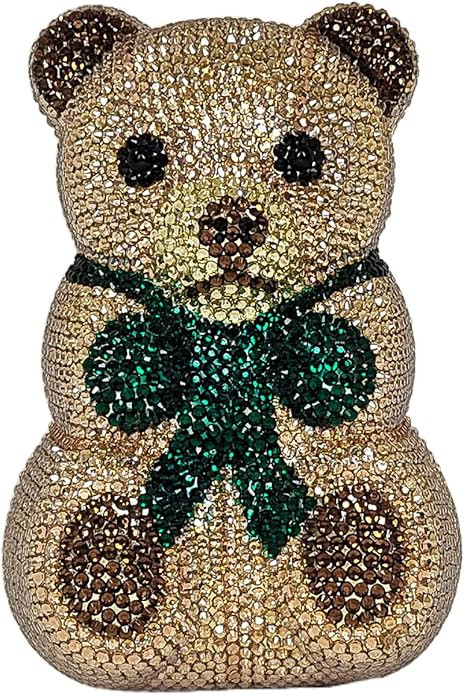 Cute Bow Bear Evening Bag Mini Rhinestone Purse Animal Crystal Clutch for Wedding Prom Party Hand... | Amazon (US)