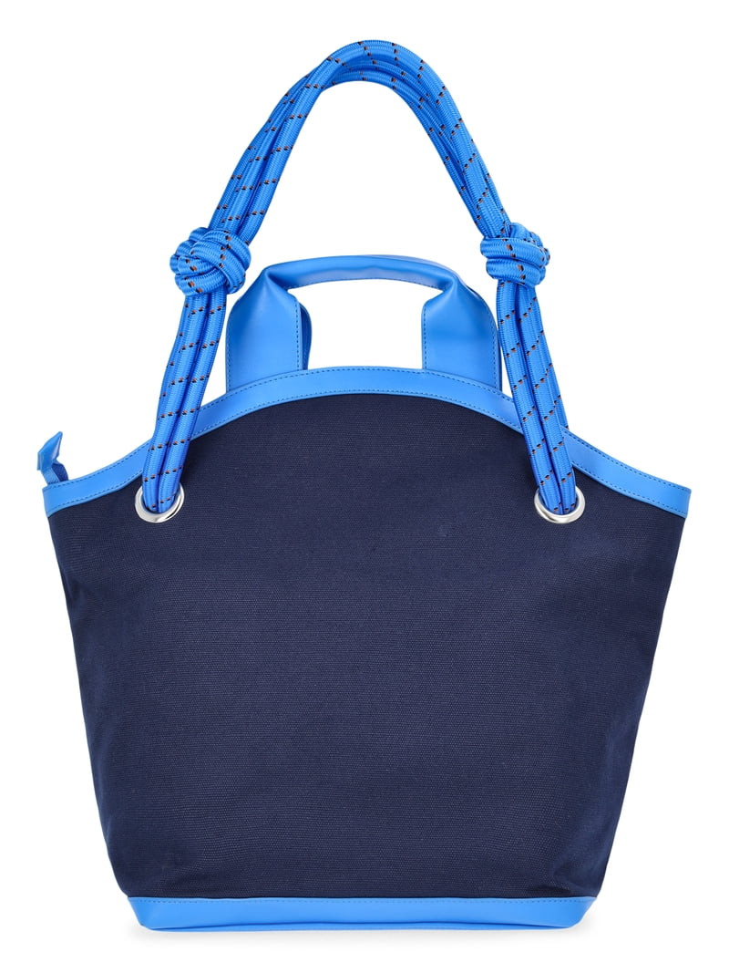 Free Assembly Women's Canvas Tote Bag, Navy/Blue | Walmart (US)