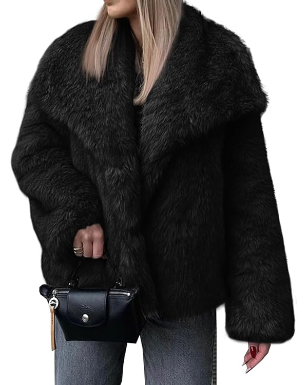 Cicy Bell Womens Faux Fur Coat Winter Shaggy Casual Oversized Lapel Jackets Warm Fuzzy Outerwear | Amazon (US)