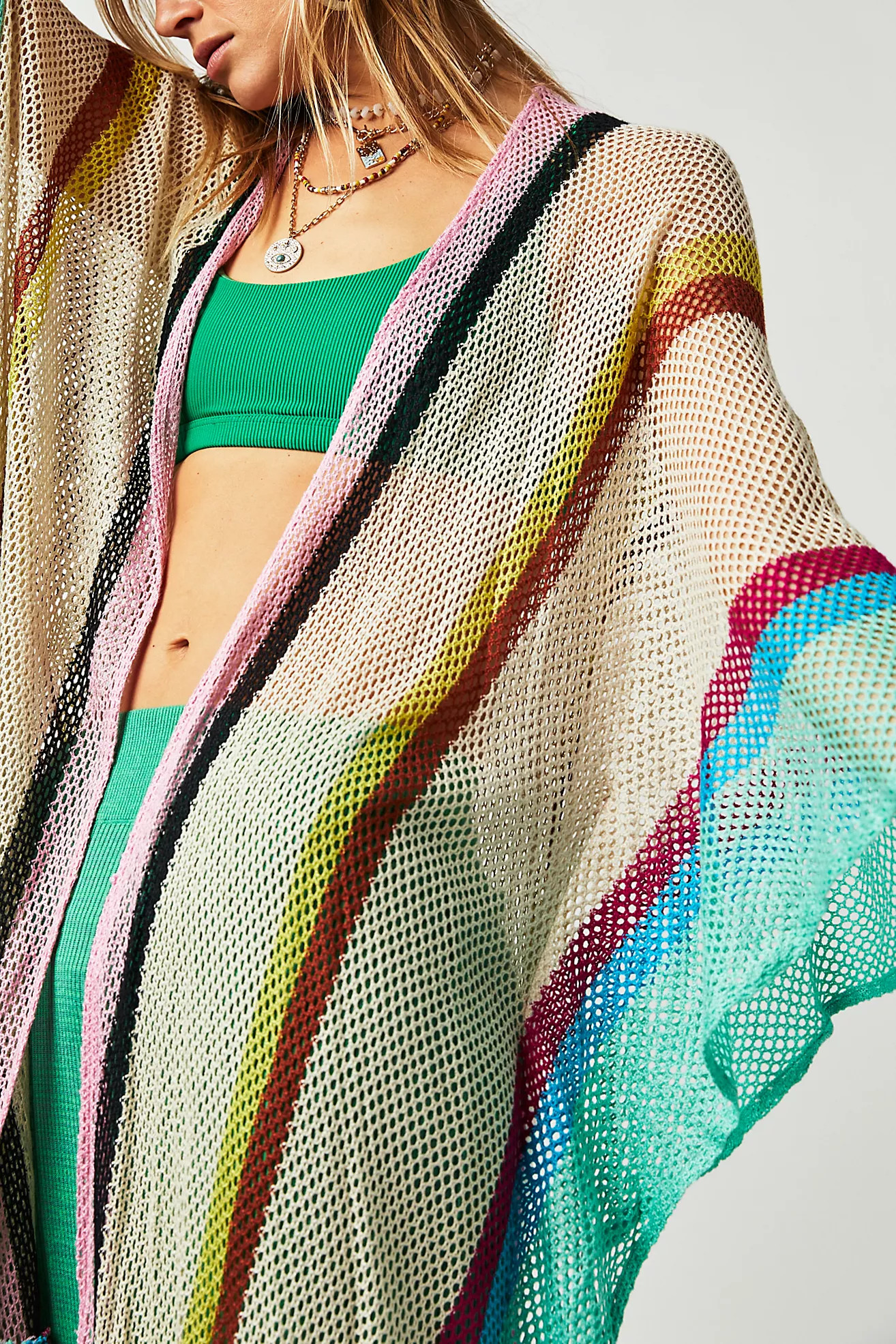 Sea Vista Stripe Ruffle Kimono | Free People (Global - UK&FR Excluded)
