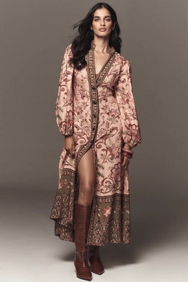 Barbour x Farm Rio Alice Long-Sleeve Maxi Dress | Anthropologie (US)