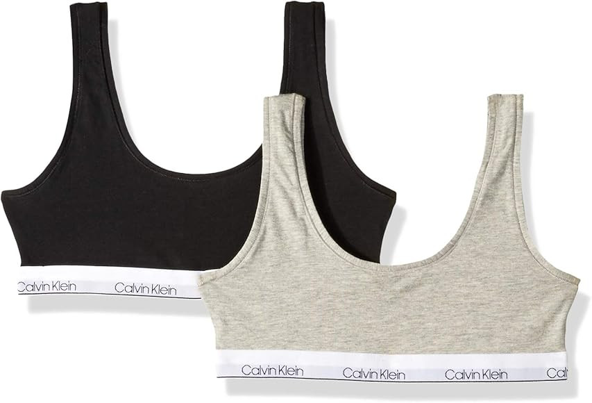 Amazon.com: Calvin Klein Girls' Big Modern Cotton Bralette, Singles and Multipack, 2 Pack-Heather... | Amazon (US)