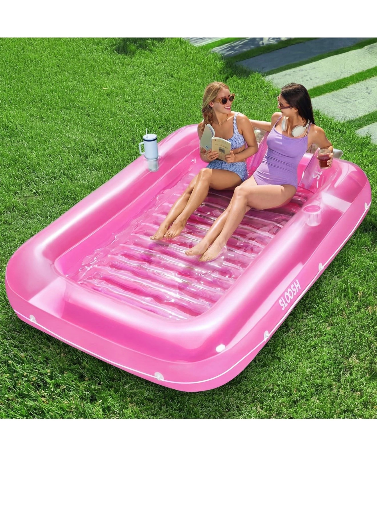 SLOOSH Inflatable
Tanning Pool
Lounger Float, 85"
× 57" Extra Large Pool Floats Adult with Pillow, 4 in 1
Suntan Tub Raft
Floatie, Sunbathing Bed Lounge for Water Blow Up Ball Pit, XL-Pink White

#LTKHome #LTKSwim #LTKBeauty