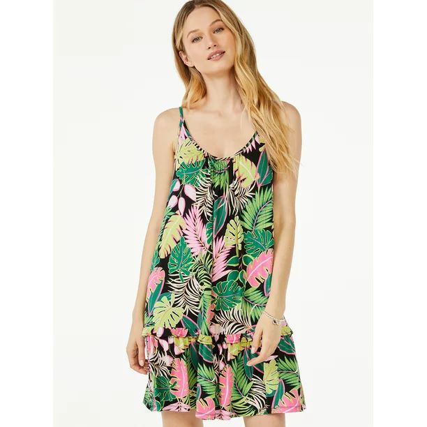 Scoop Women's Sleeveless Cami Ruffle Mini Sundress | Walmart (US)