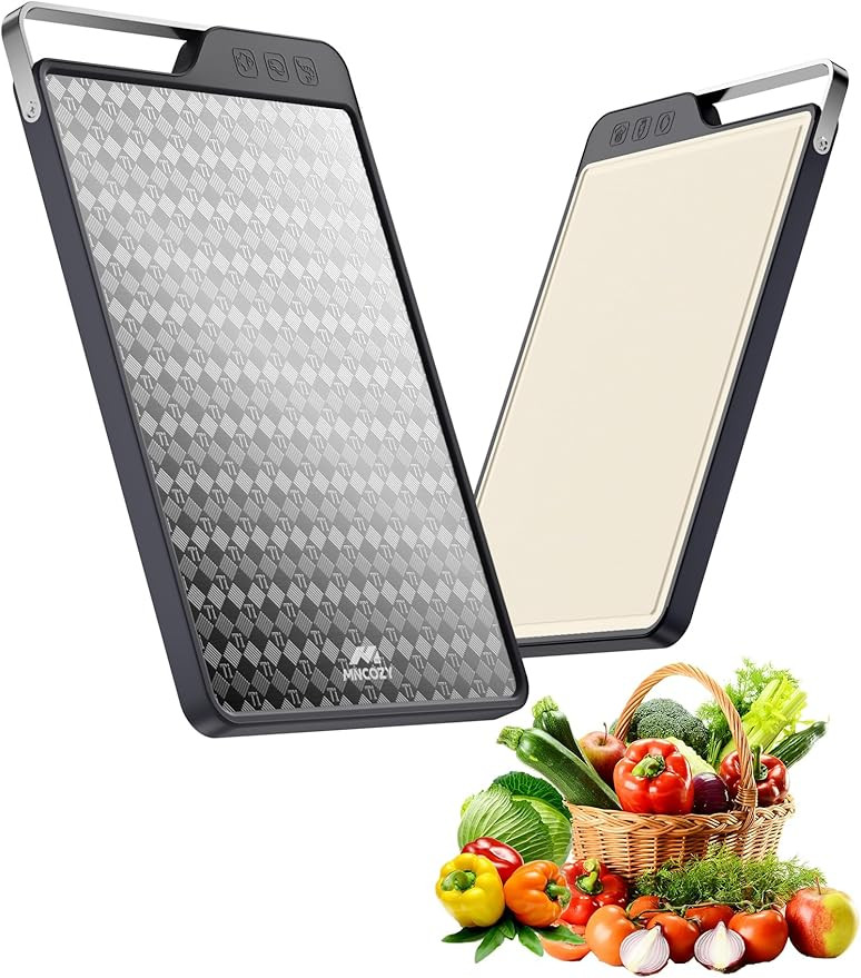 Titanium Cutting Board for Kitchen, Double-Sided Pure Titanium(Checkered Design) & Wheat Straw PP... | Amazon (US)