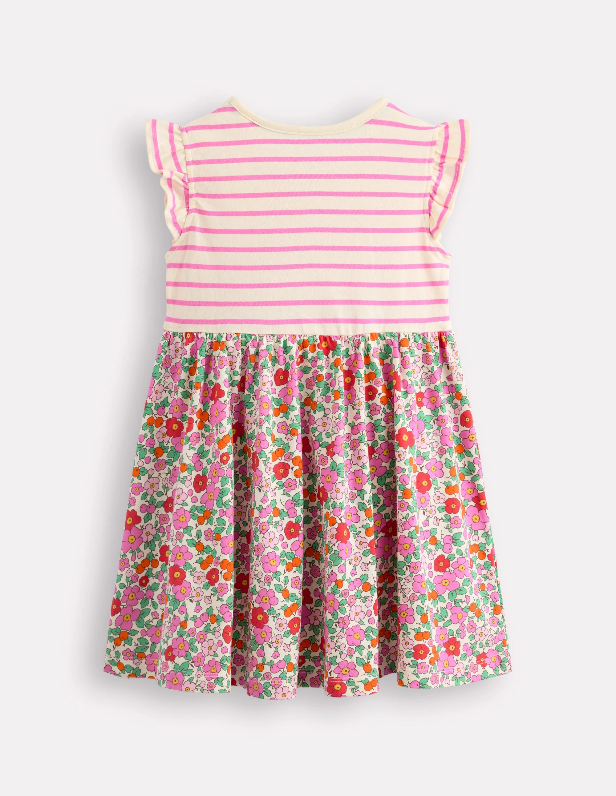 Posie Frill Sleeve Dress-Pink Apple Blossom Floral | Boden UK