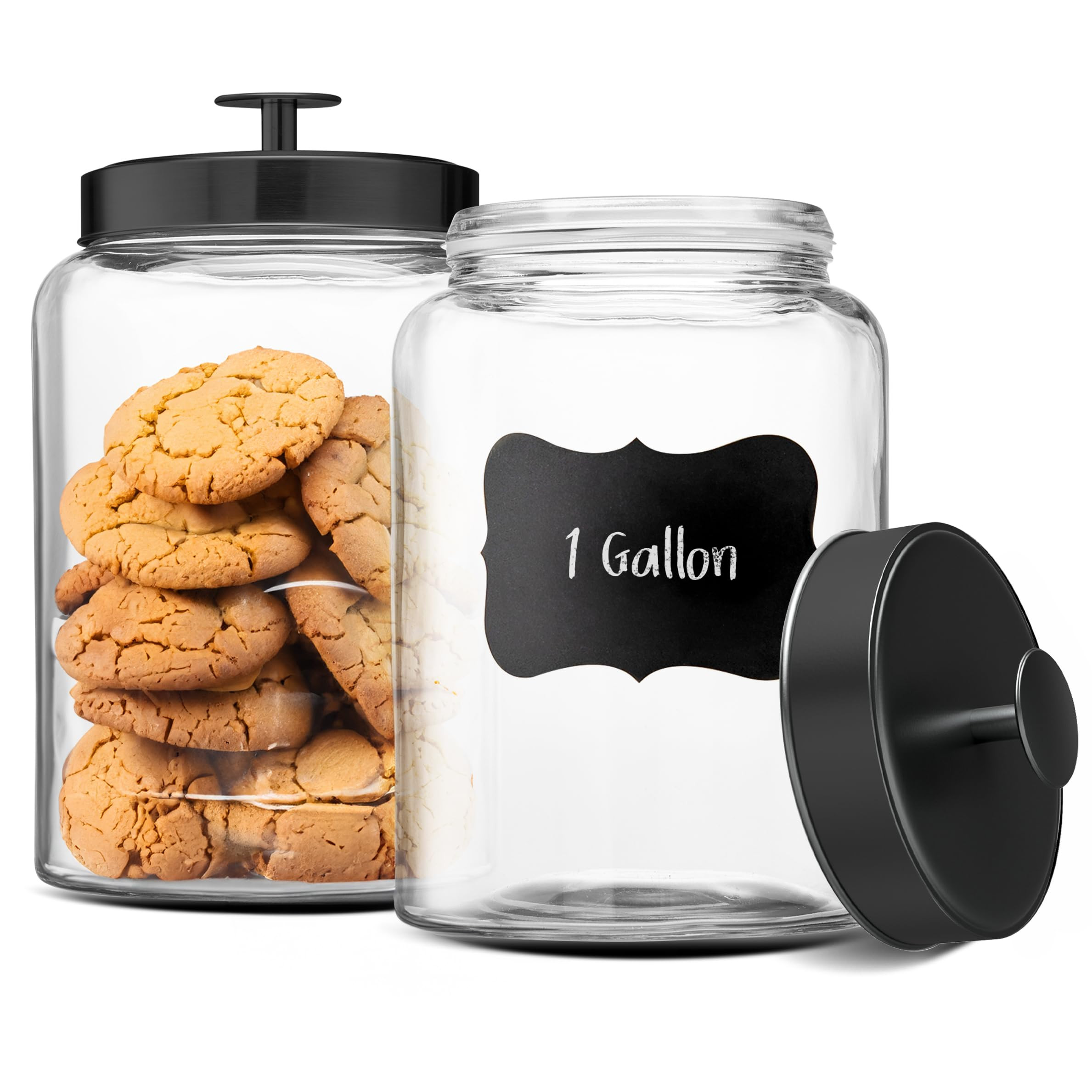 KooK Glass Storage Containers with Lids, Glass Jar with Lid, 1 Gallon, Set of 2, Glass Canister, ... | Amazon (US)