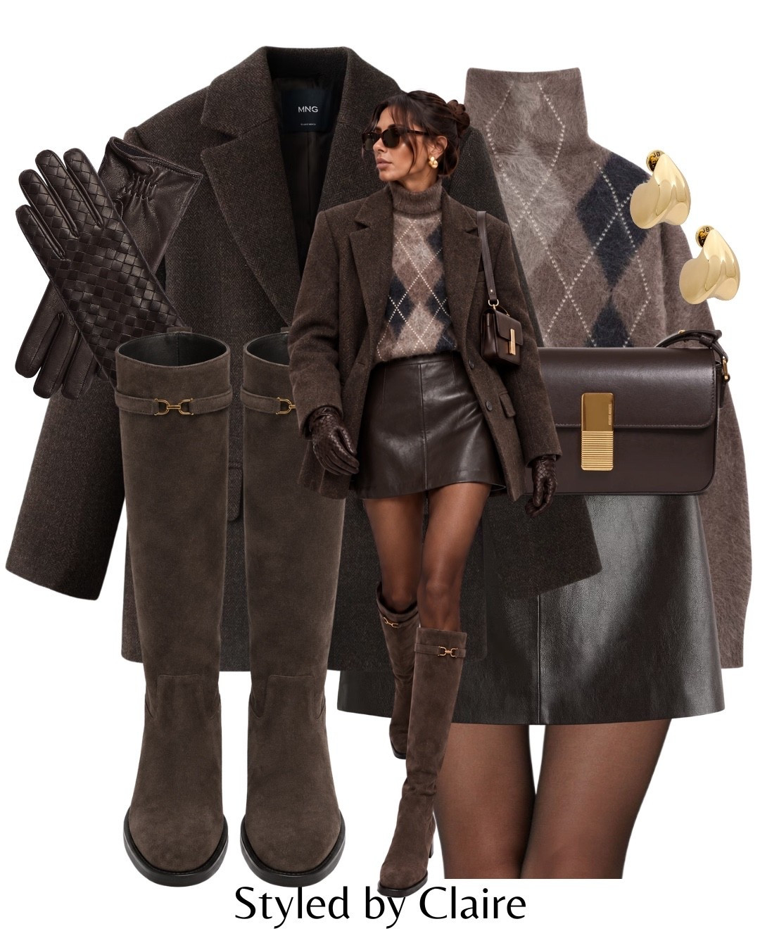 CHIC GIRL STYLING🤎🖤
Tags: mango houndstooth blazer oversized cos argyle cashmere knit jumper turtleneck H&M faux leather skirt ateliers auguste brown box shoulder bag Massimo dutti suede knee high boots bottega woven gloves fashion Parisian city break style