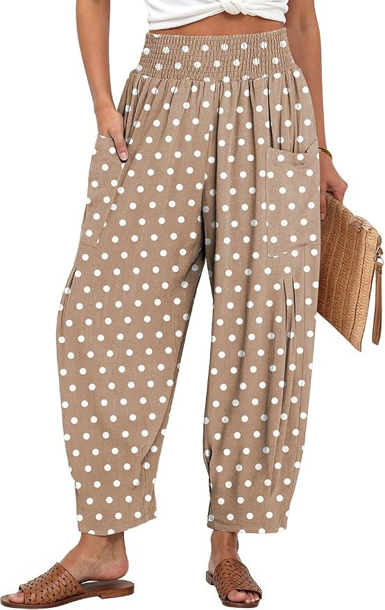 TARSE Women's Linen Wide Leg Pants Baggy High Waist Palazzo Pants | Amazon (US)
