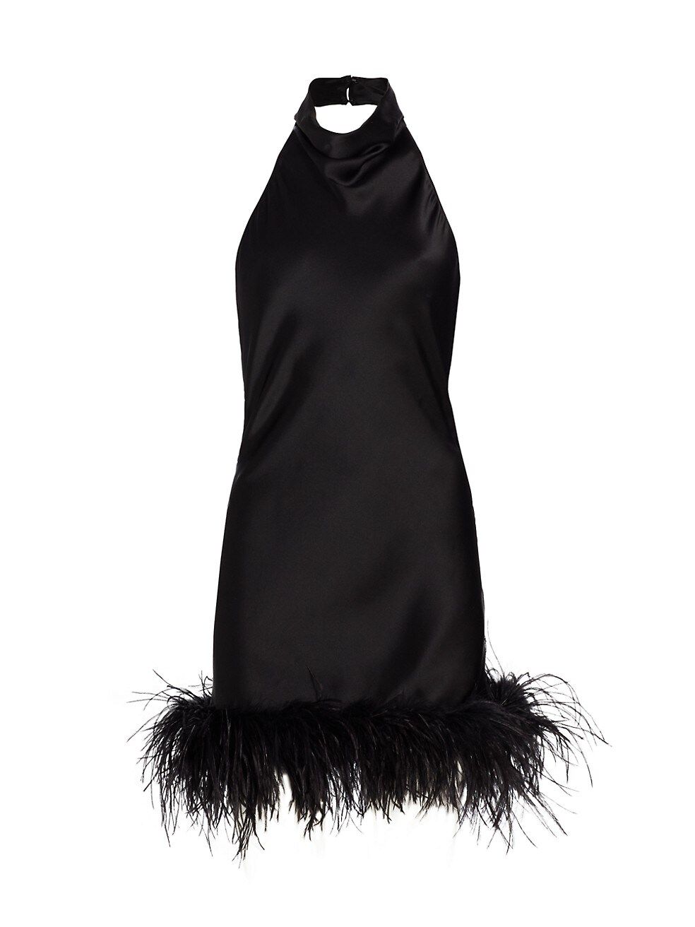 Amanda Uprichard Lunaria Feather-Trim Halter Dress | Saks Fifth Avenue