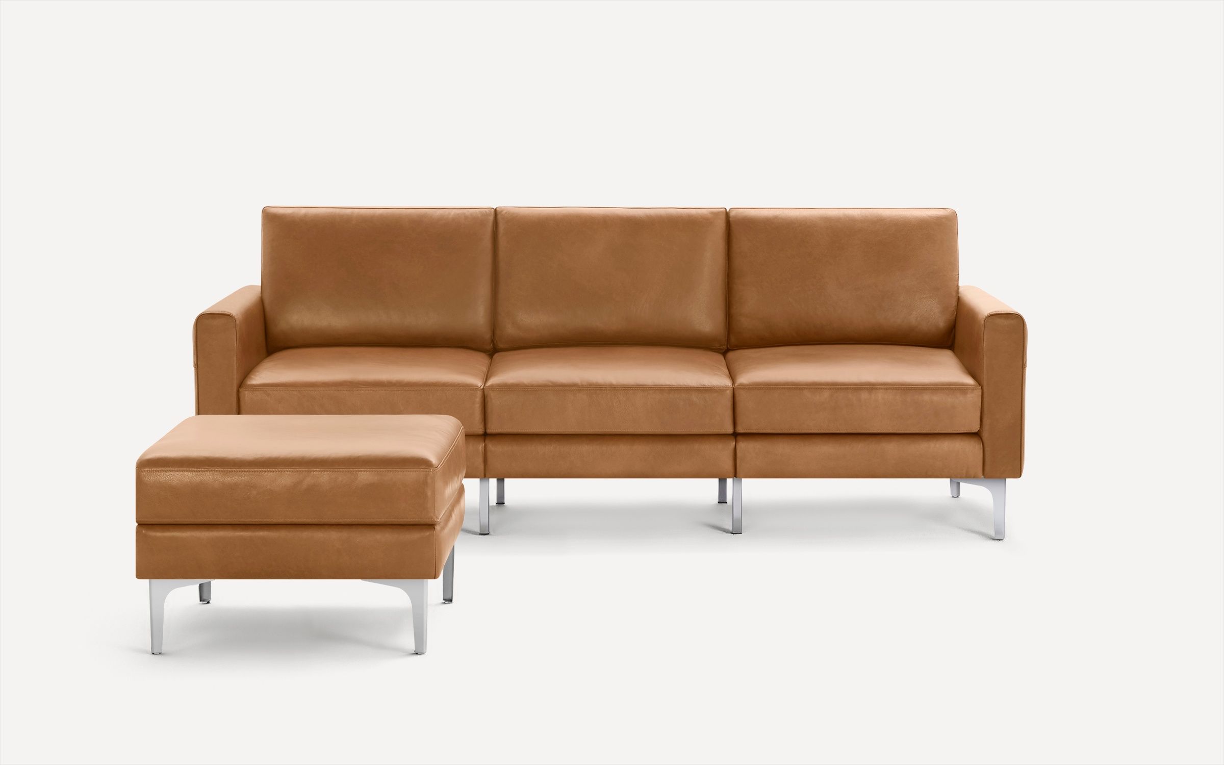 The Nomad Leather Sofa with Ottoman: Customizable Sectional Furniture | Burrow | Burrow