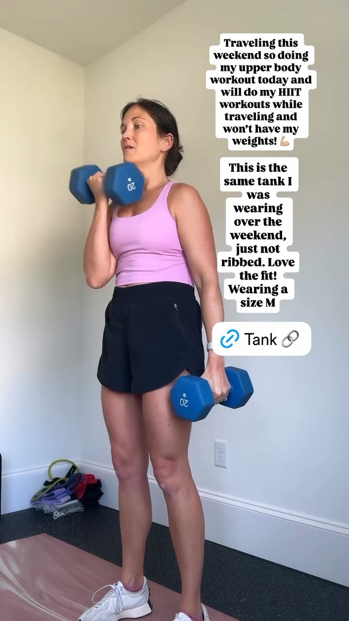 Traveling this weekend so doing my upper body workout today and will do my HIIT workouts while traveling and won’t have my weights! 💪🏼 This is the same tank I was wearing over the weekend, just not ribbed. Love the fit! Wearing a size M

#LTKSeasonal #LTKActive #LTKFindsUnder50