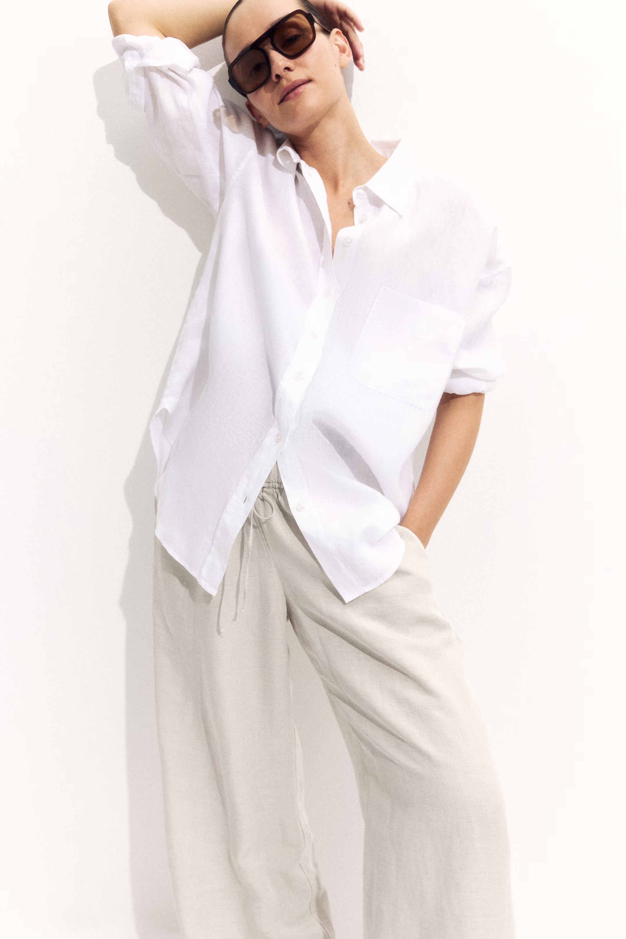 MAMA Pantalon Before & After en lin mélangé | H&M (FR, IT, ES, PT, BE)