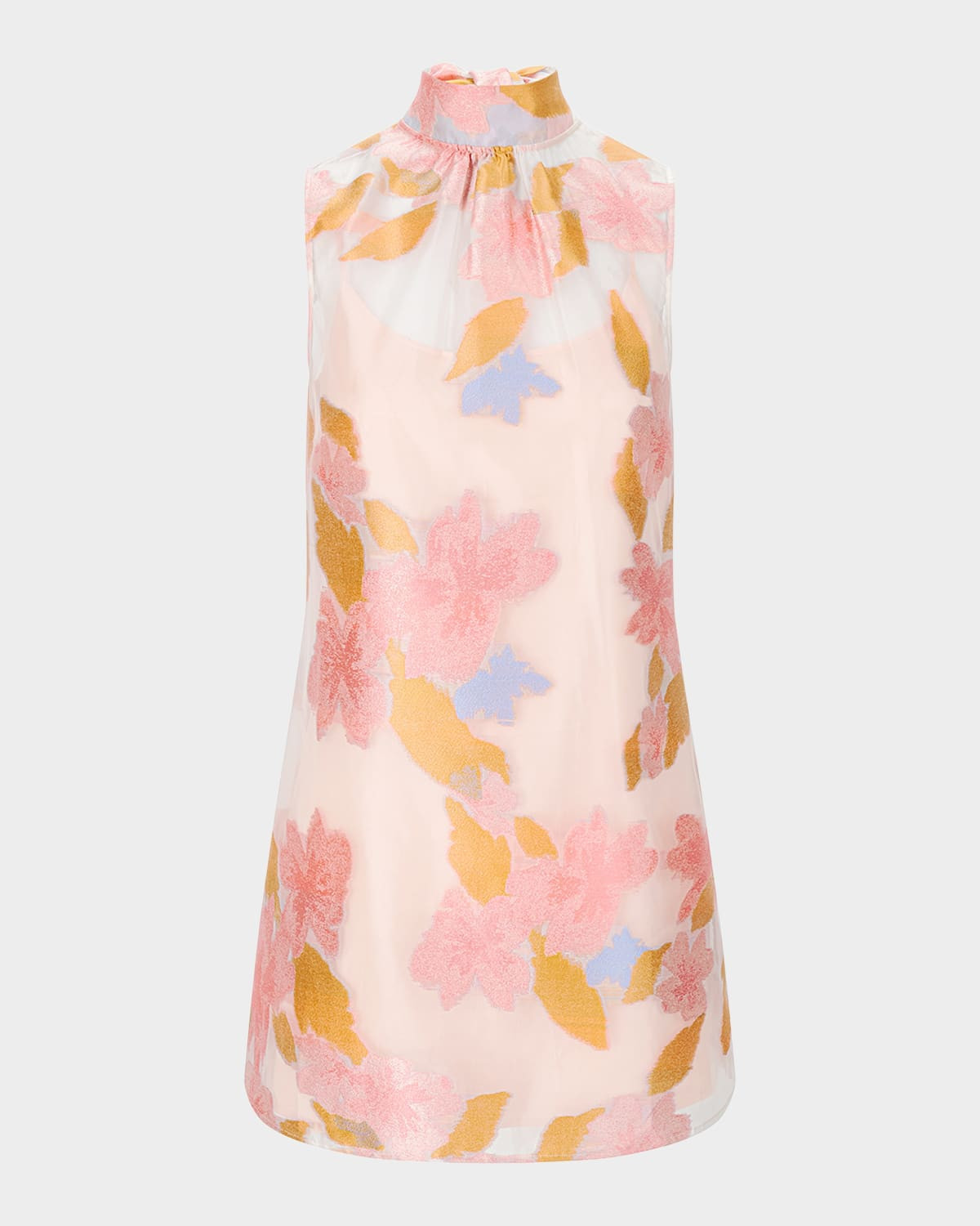 Albee Floral Tie-Neck Mini Dress | Neiman Marcus