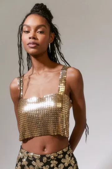 UO Harlow Metal Cropped Top | Urban Outfitters (US and RoW)