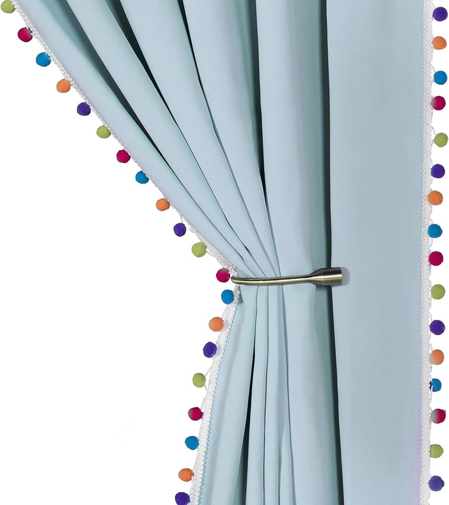 LORDTEX Multi Color Pom Pom Curtains for Kids Room - Thermal Insulated Curtains Noise Reducing Li... | Amazon (US)