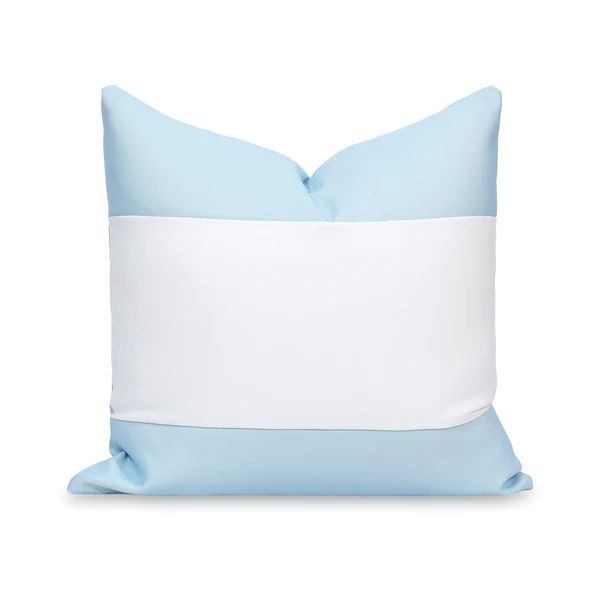 Coastal Indoor Outdoor Throw Pillow Cover, Color Block, Baby Blue, 20"x20" | Hofdeco