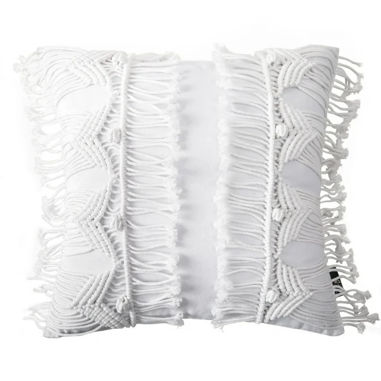Phantoscope 100% Cotton Handmade Crochet Boho Series with Tassels and Woven Knot Throw Pillow, 18... | Walmart (US)