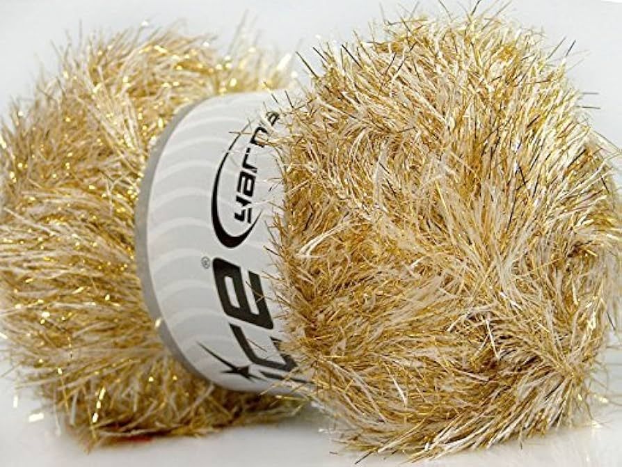 Ice Yarns Cream, Gold Eyelash Dazzle - Eyelash Yarn with Metallic Sparkle, 100 Gram (3.53 Ounces)... | Amazon (US)