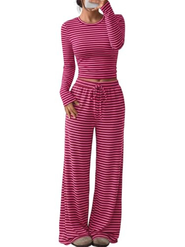 Trendy Queen Womens Striped Lounge Sets 2 Piece Matching 2026 Fall Outfits | Amazon (US)