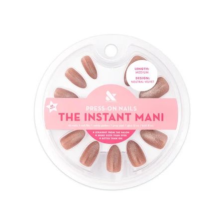 Olive & June Instant Mani Medium Almond Press-On Nails Beige Neutral Velvet 42 Pieces | Walmart (US)