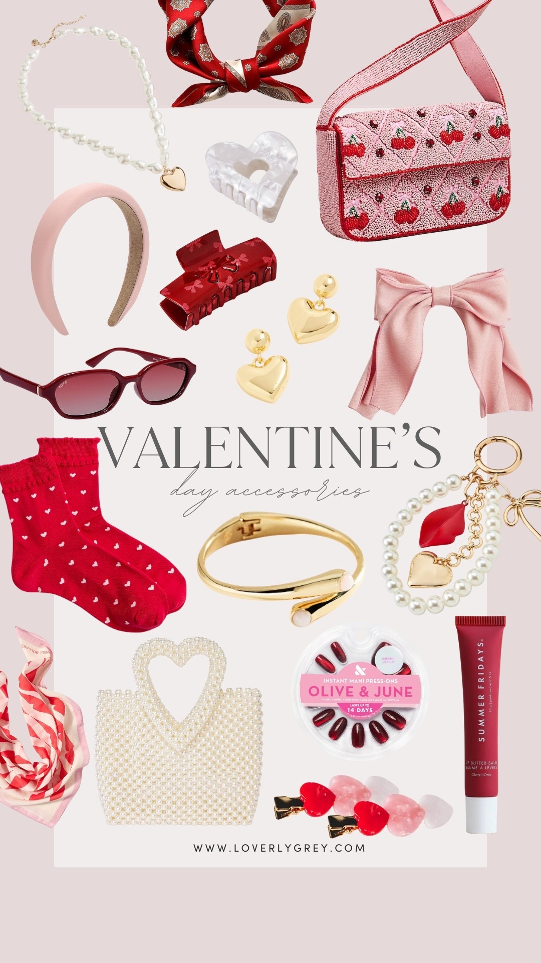  Valentine’s Day accessories to complete any look you put together! I am loving the pearl necklace with gold heart pendant and matching gold earrings from J.Crew Factory. I also love the press on nails, silk scarves, and cute hair clips! 

#LTKFindsUnder50 #LTKSeasonal #LTKFindsUnder100
