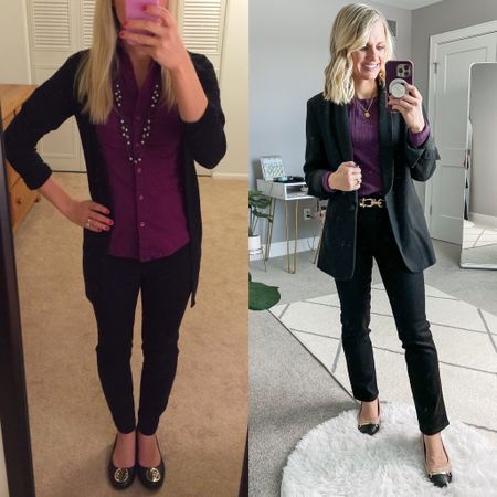 Updated a work outfit that I wore in 2014. 
Sweater- small
Jeans- 26/short
Blazer- thrifted, linked similar 
Shoes- 7.5

#LTKworkwear #LTKfindsunder50 #LTKstyletip