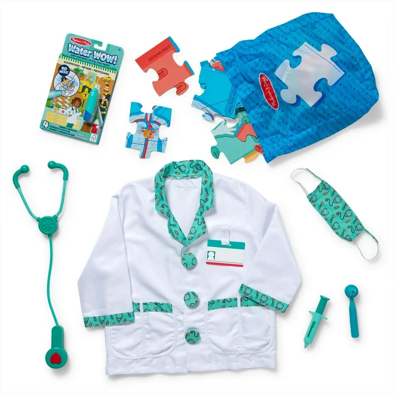 Melissa & Doug Doctor 3-in-1 Deluxe Collection Themed Gift Set – Costume Role Play, Puzzle, Wat... | Walmart (US)