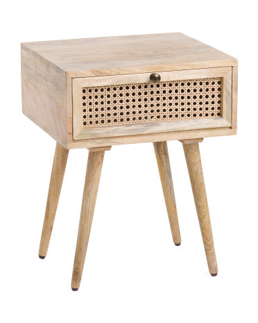 Mango Wood And Cane Side Table | TJ Maxx