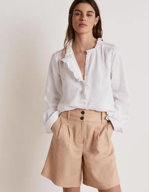 Ruffle Linen Popover Blouse | Boden (UK & IE)