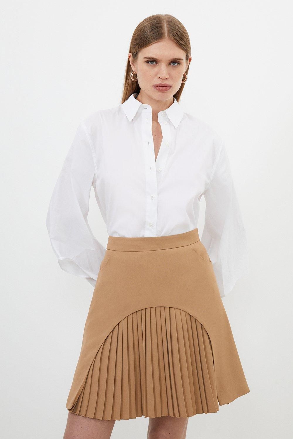 Tailored Military Pleat Mini Skirt | Karen Millen US