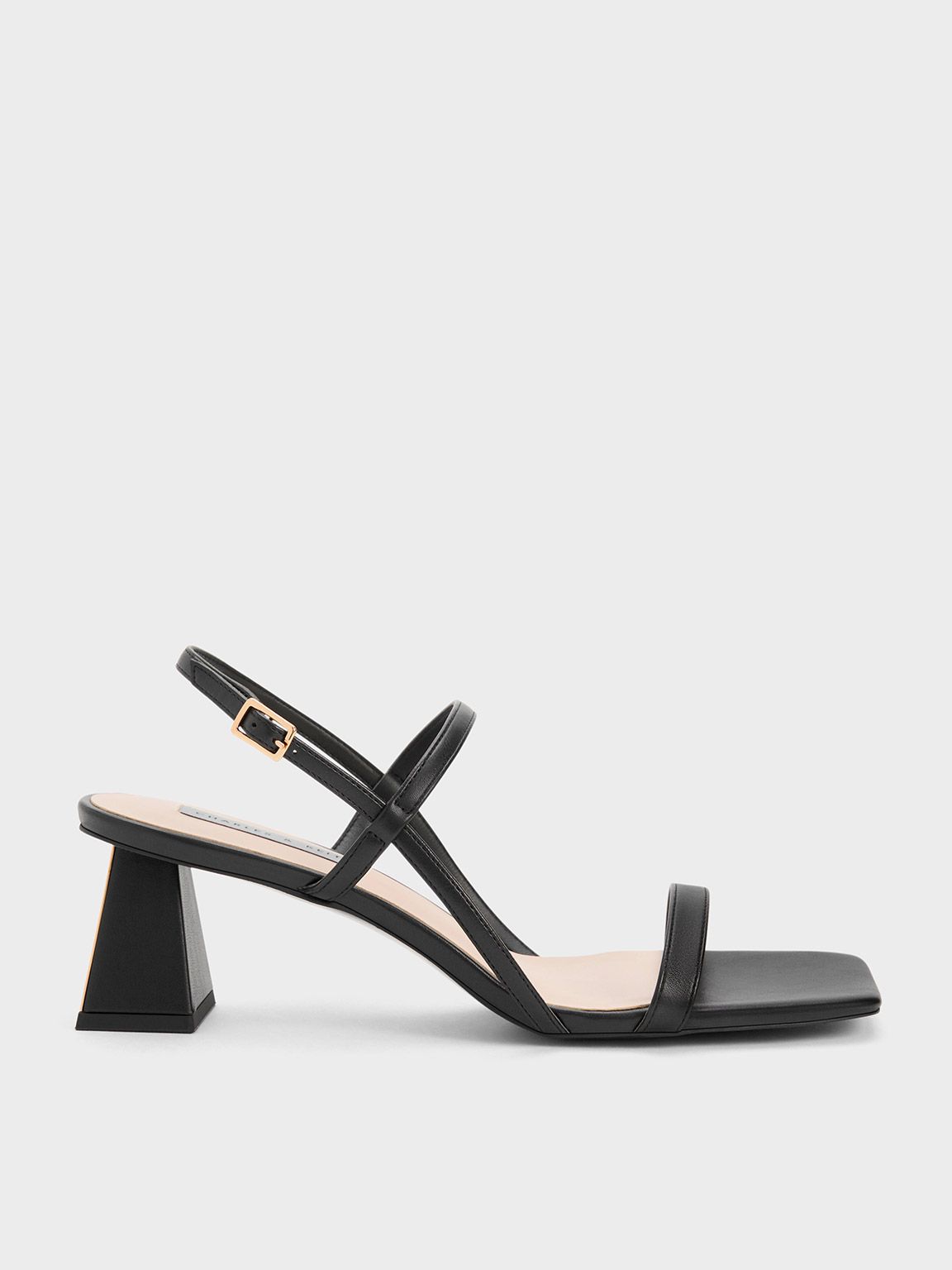 Square-Toe Strappy Sandals
 - Black | Charles & Keith UK