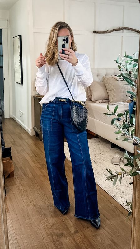 Love this elevated casual outfit. I’m in a small top and I sized down one to a 6 jeans, regular length so I can wear heels! 

#LTKstyletip #LTKMostLoved #LTKworkwear