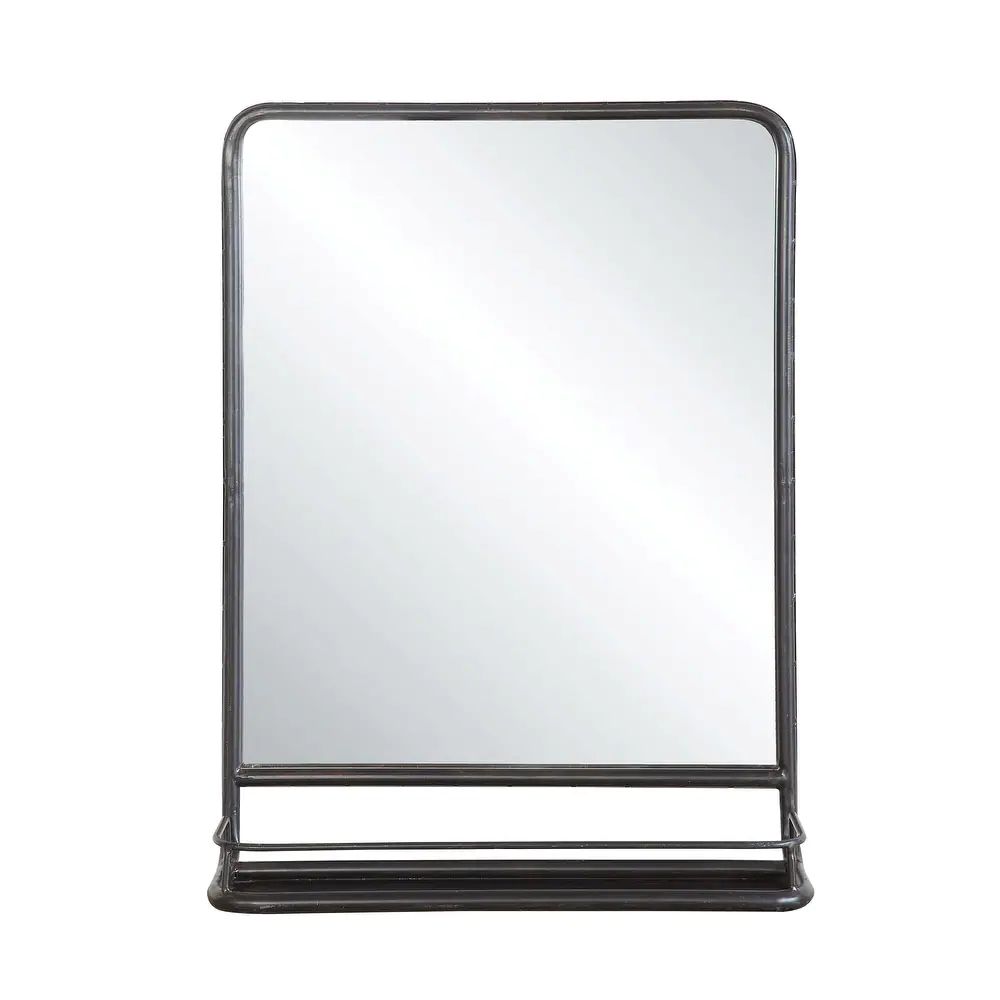 Large Metal Framed Mirror with Shelf - Black (Black) | Bed Bath & Beyond