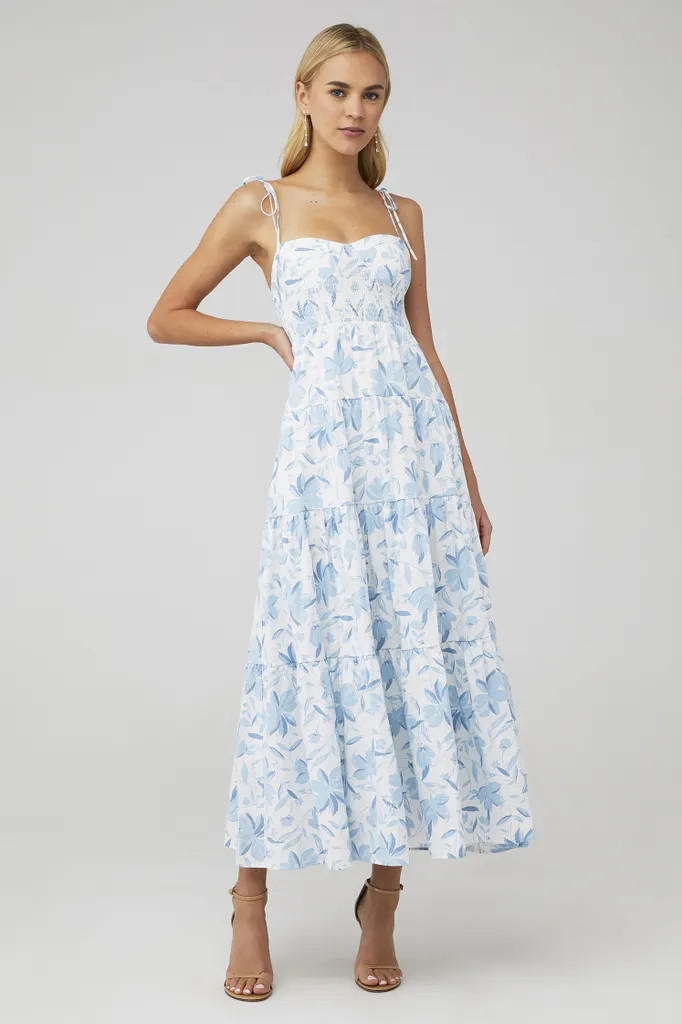 SMOCKED CUPPED TIERED MAXI DRESS | FashionPass