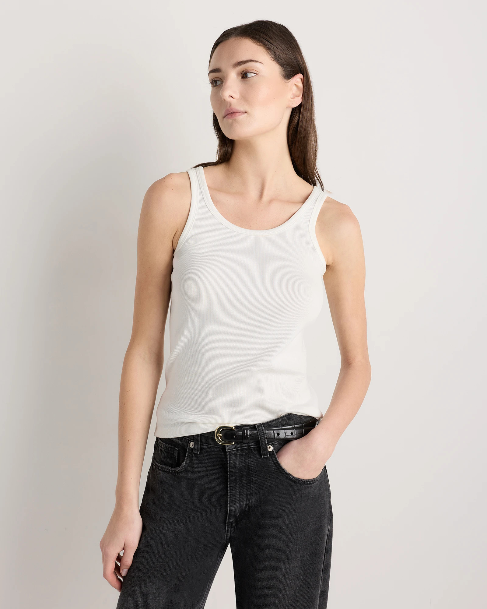 Organic Cotton Micro-Rib Scoop Neck Tank | Quince