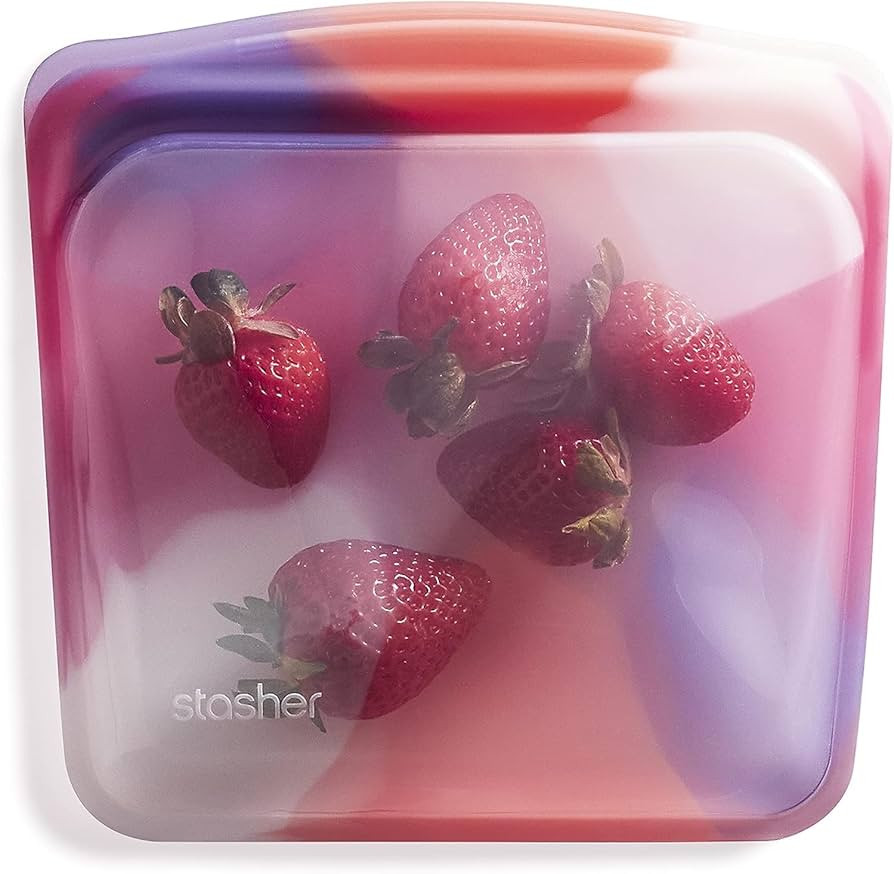 Stasher Premium Silicone Reusable Food Storage Sandwich Bag, Tie Dye Pink | Microwave, Sous Vide,... | Amazon (US)
