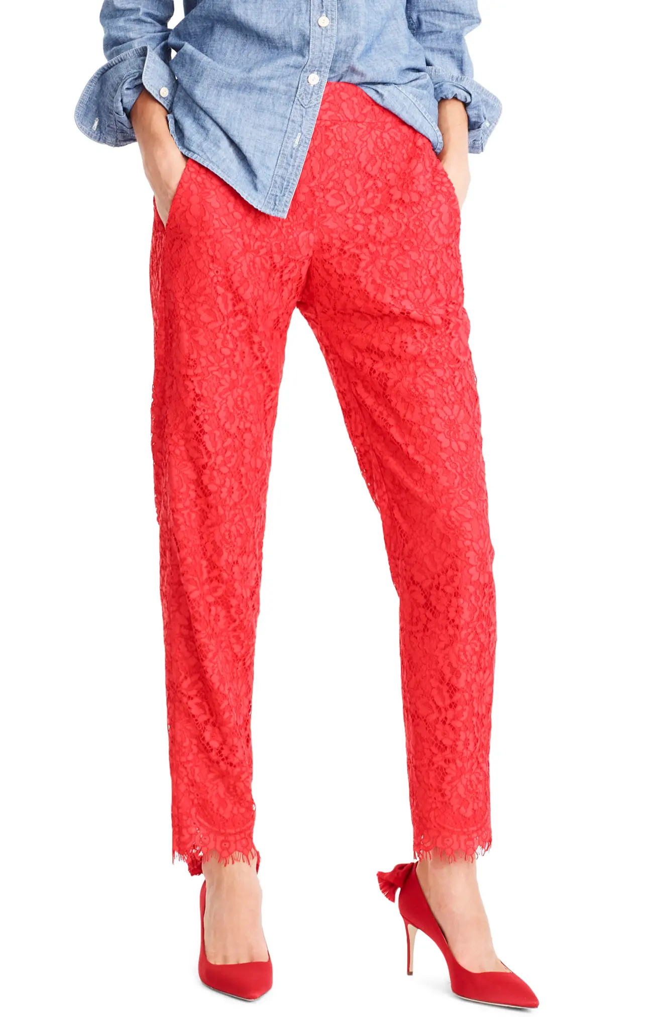 Women's J.crew Lace Pants, Size 18 (similar to 16W) - Red | Nordstrom
