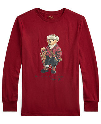 Polo Ralph Lauren Boys' 8-20 Polo Bear Cotton Long-Sleeve Tee - Macy's | Macy's