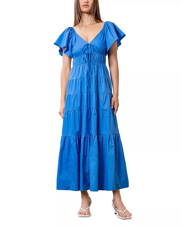 Cotton V Neck Tiered Midi Dress | Bloomingdale's (US)